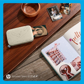 Portable design of HP Sprocket Select supports home and travel printing.