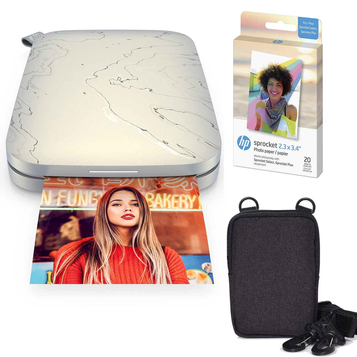HP Sprocket Select printer front view for portable photo printing.