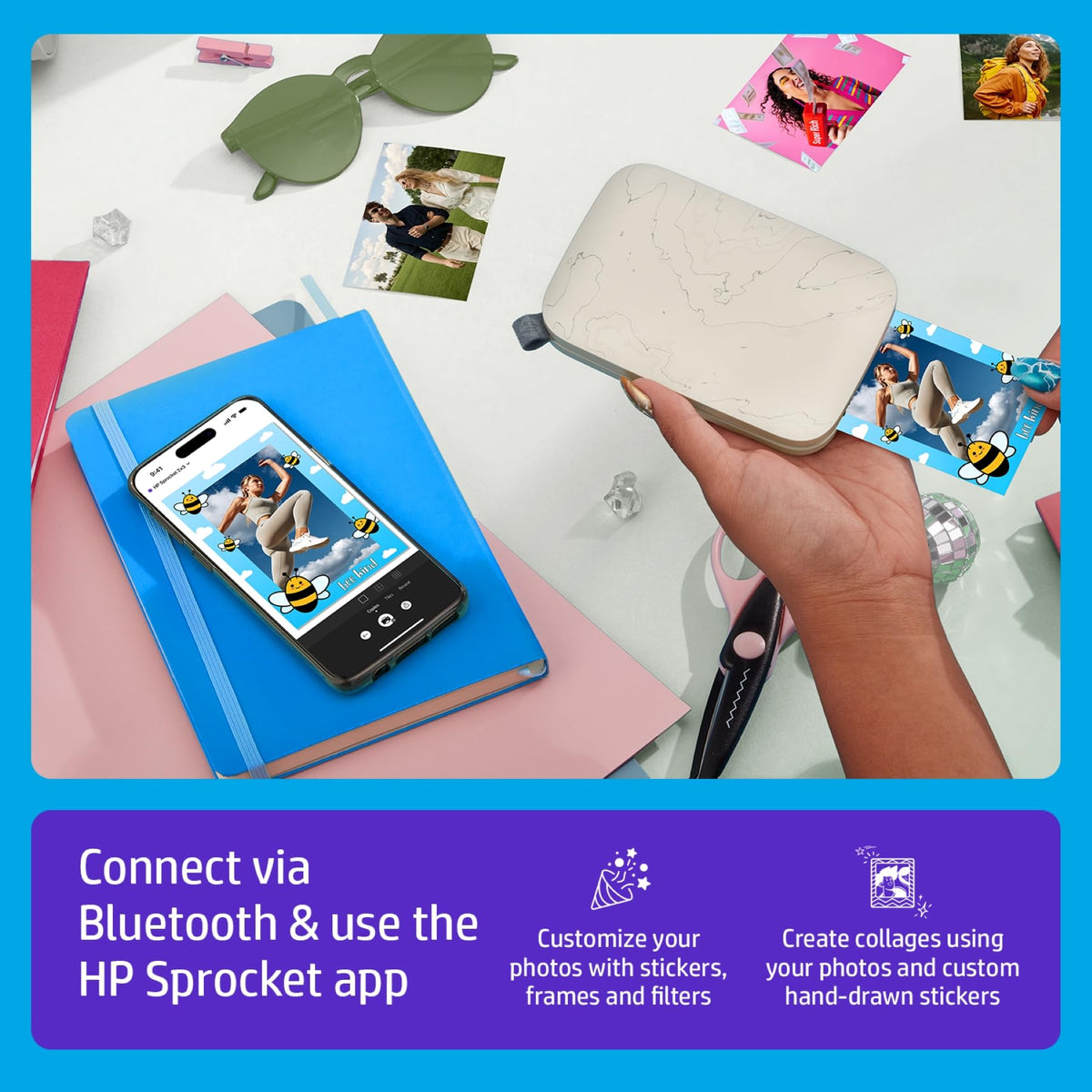 Close-up of Zink sticky-back paper sheets for instant mounting.