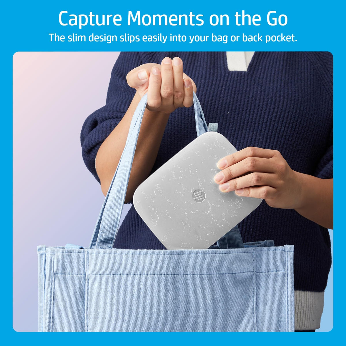 HP Sprocket travel-friendly design fits in bags for adventures