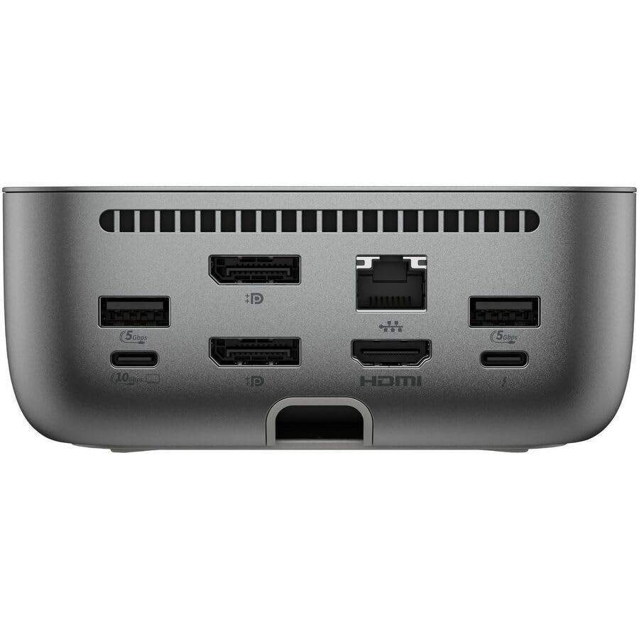 HP Thunderbolt 4 Ultra 280W G6 Dock rear ports highlight extensive peripheral connectivity.