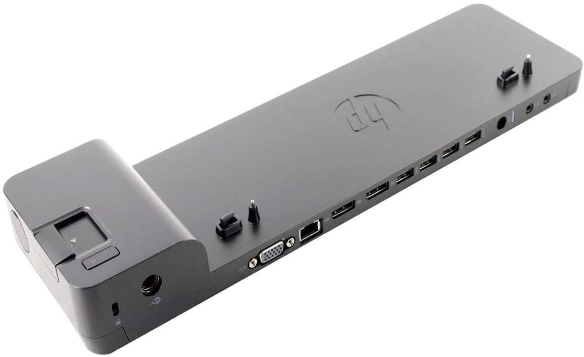 HP UltraSlim Dock showing DisplayPort and VGA outputs for flexible displays