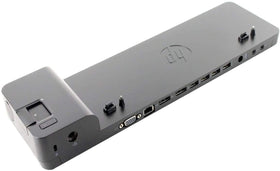 HP UltraSlim Dock showing DisplayPort and VGA outputs for flexible displays