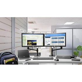 HP UltraSlim Dock on a modern desk showing multi-monitor productivity setup