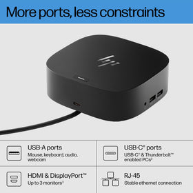 HP USB-C Dock G5 back ports illustrate versatile connectivity for charging and networking