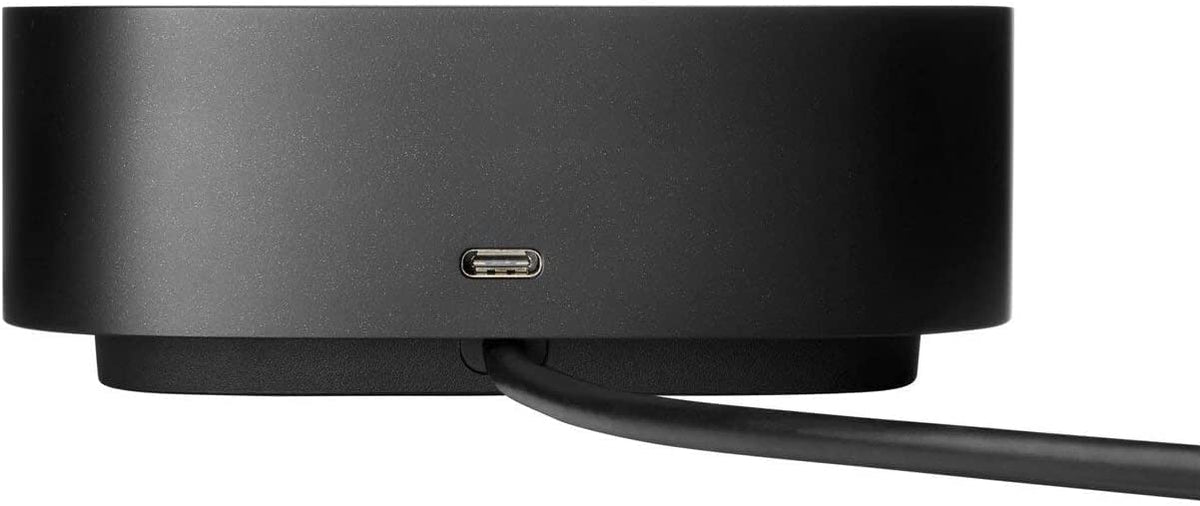 Close-up of HP dock ports highlighting fast USB and video access benefit