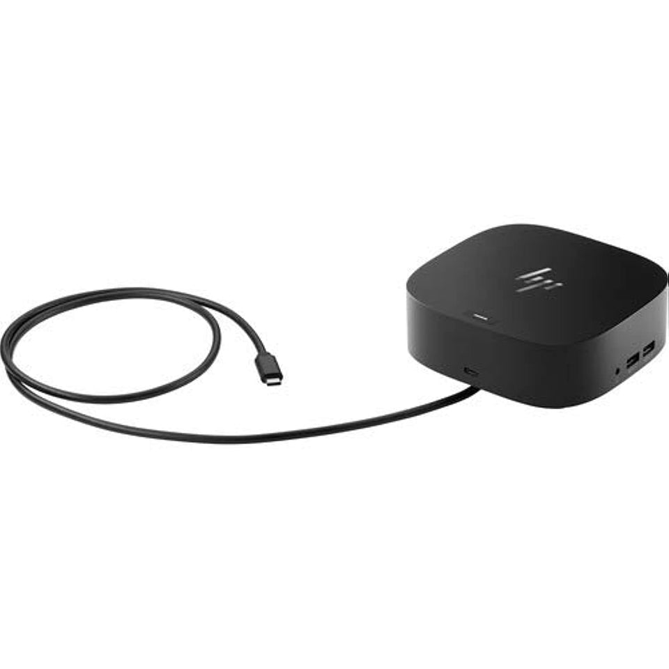 HP USB-C Dock G5 Renewed front view shows a compact footprint for tidy desks