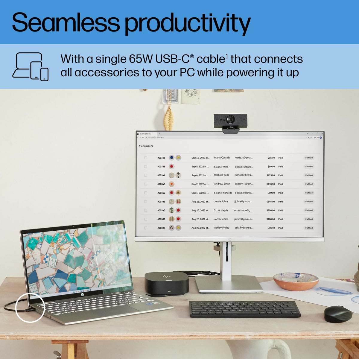 HP USB-C Dock G5 single-cable setup keeps workspace organized