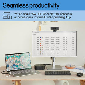 HP USB-C Dock G5 single-cable setup keeps workspace organized