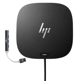 HP USB-C Essential Dock G5 front view for a compact, clutter-free workspace.