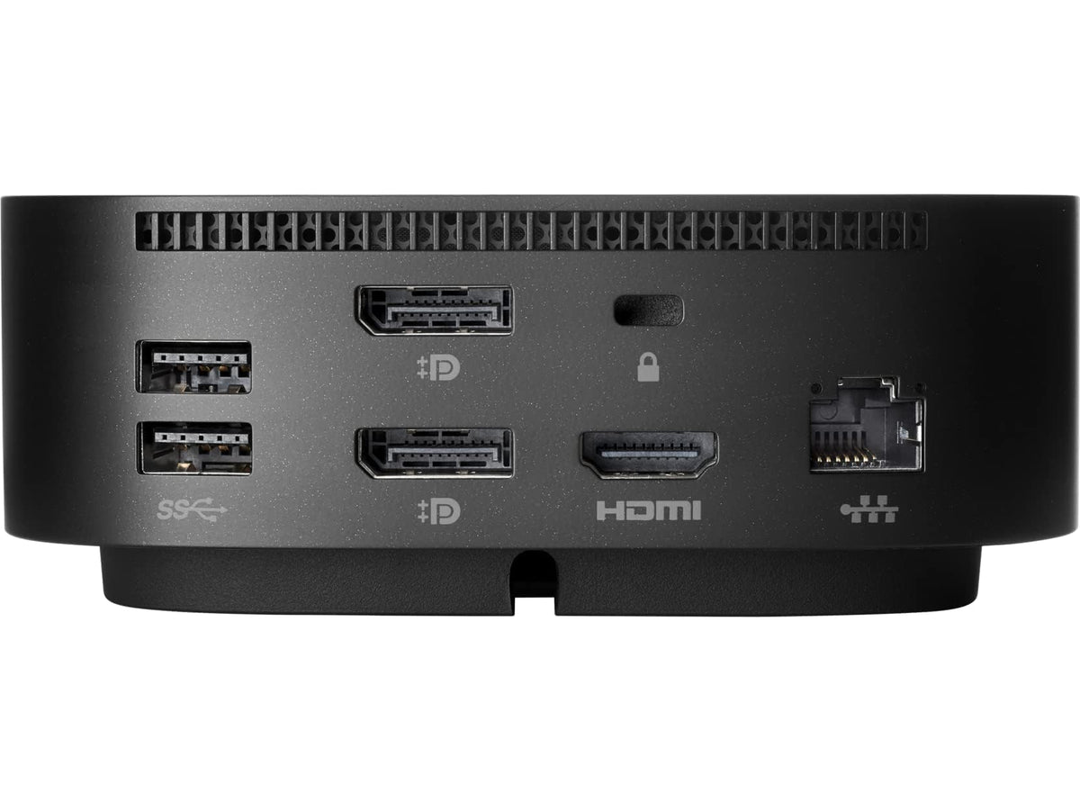 HP USB-C G5 Essential Dock desktop setup with laptop connected