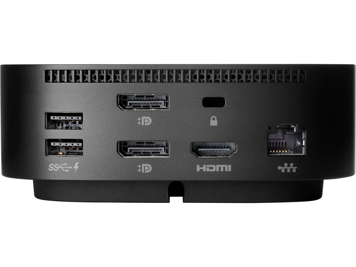 HP USB-C G5 Essential Dock in use with laptop for multitasking.