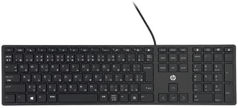 HP 320K keyboard side profile highlighting slim design for tidy desk setups.