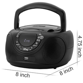 hPlay scale with hands for size comparison demonstrating compact, travel-ready design