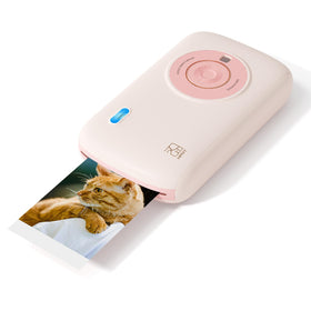 HPRT CP2100 front view showing compact pink design and quick printing benefit