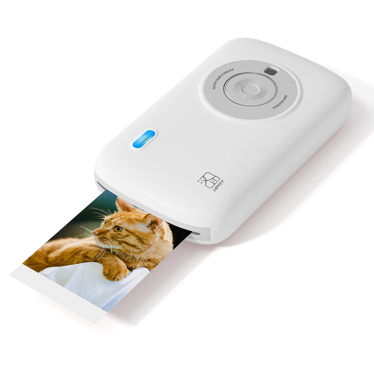 HPRT CP2100 front view shows a compact portable mini printer for quick on-the-go photos.