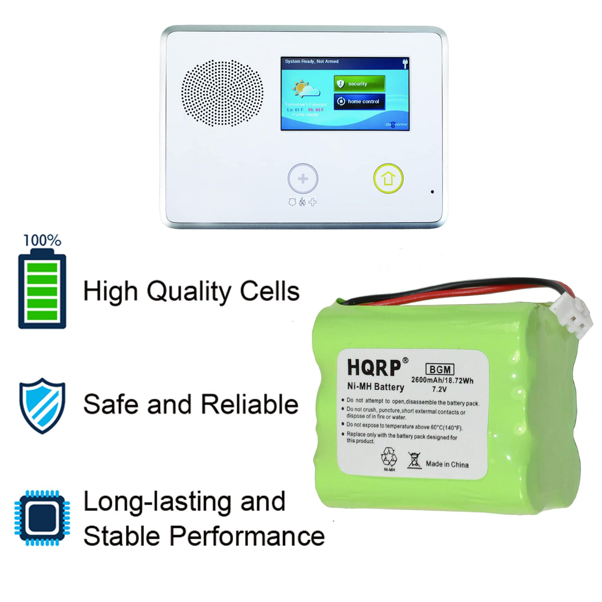 HQRP 2600mAh backup battery for Linear PERS-4200 ready when needed