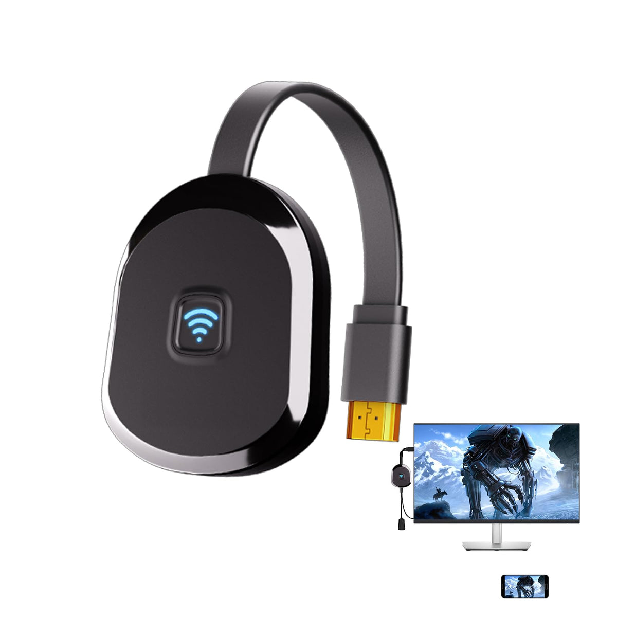 HRpart 4K wireless display adapter mirrors content to your TV with vivid clarity.