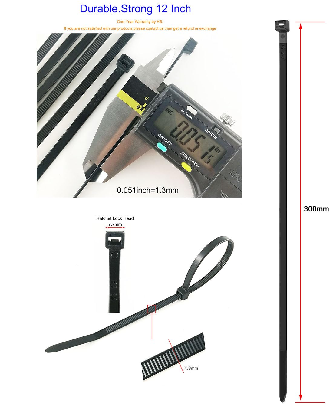 HS close-up of locking teeth showing secure self-locking mechanism and reliable hold