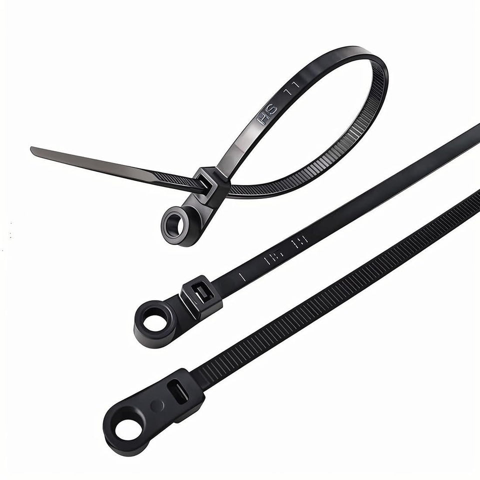 HS heavy duty cable ties with screw hole in package for organized setup