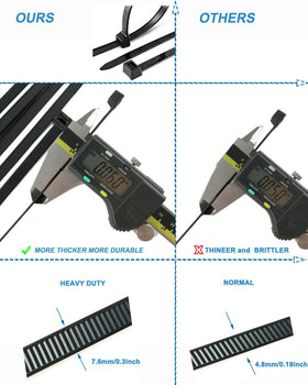 HS heavy-duty zip ties for outdoor use secure bundles reliably in rugged environments.