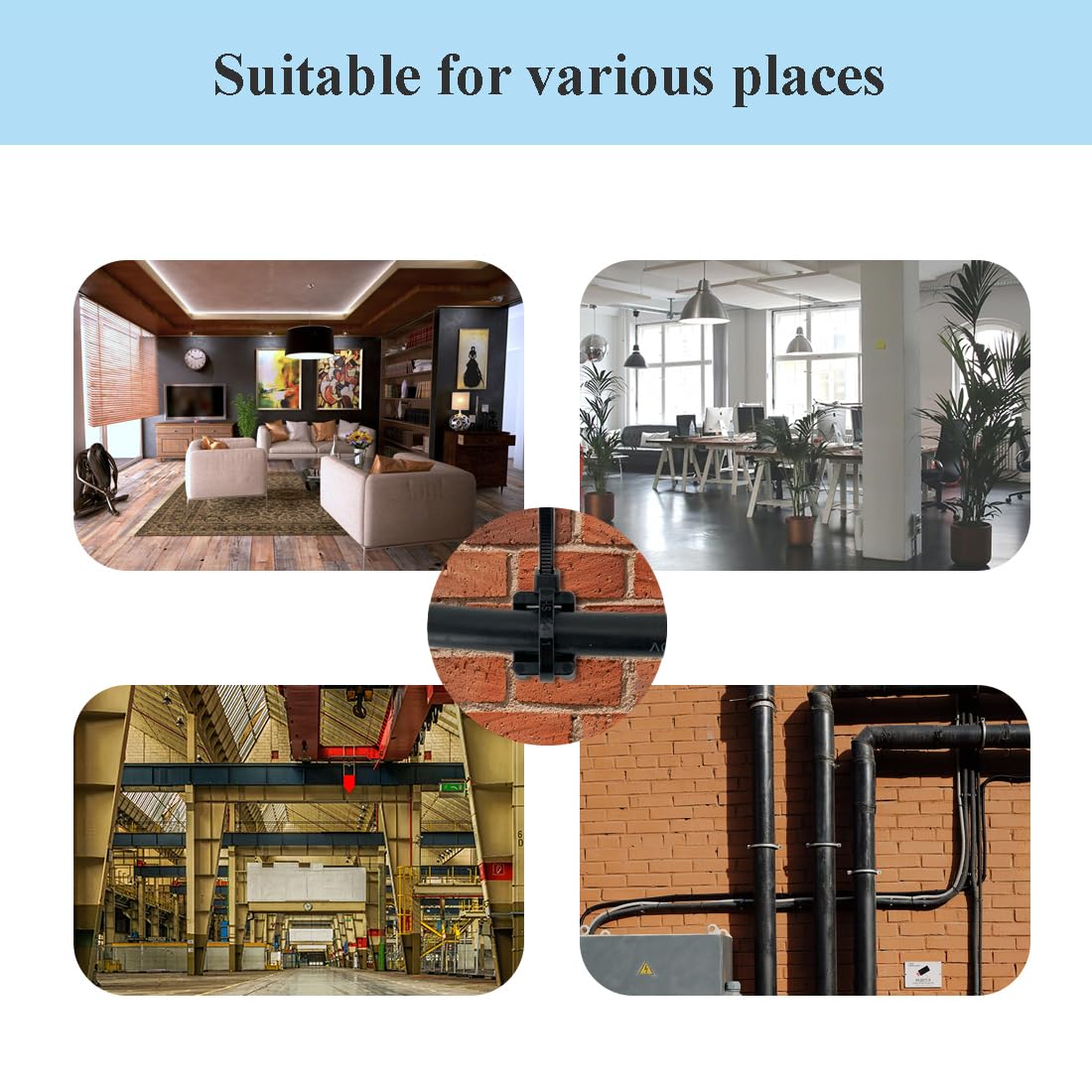 HS wall or baseboard mounting demonstrates versatile cable management.