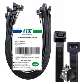HS zip ties 22in heavy-duty black secure outdoor cables