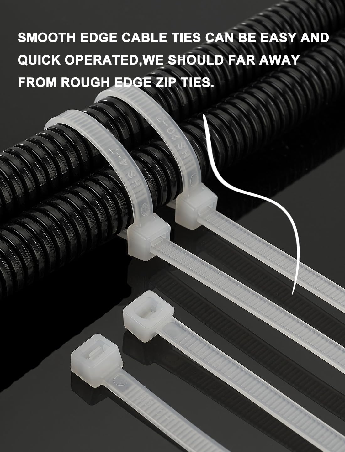 HS ties securing large bundles with a max diameter up to 10.43 inches.