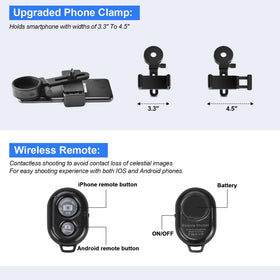 HSL 150EQ adjustable cell phone holder for quick astrophotography.