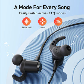 Hsoipn earbuds in rain demonstrating IPX7 waterproofing, protects during workouts benefit