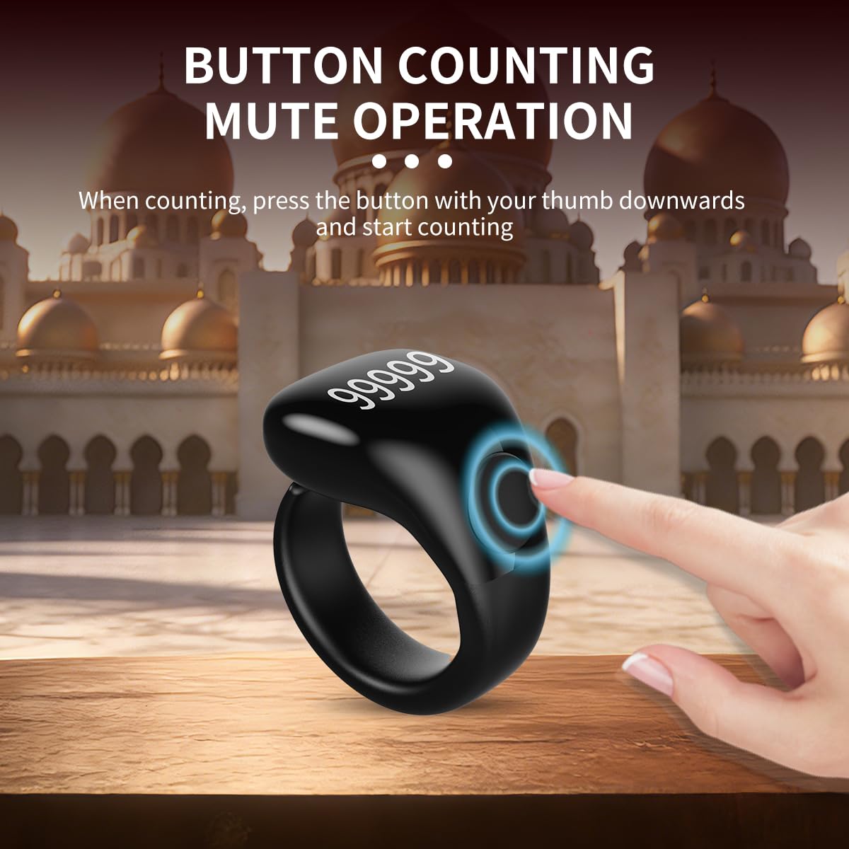 HSTNBVEO Smart Tasbih Ring charging base setup for quick charge