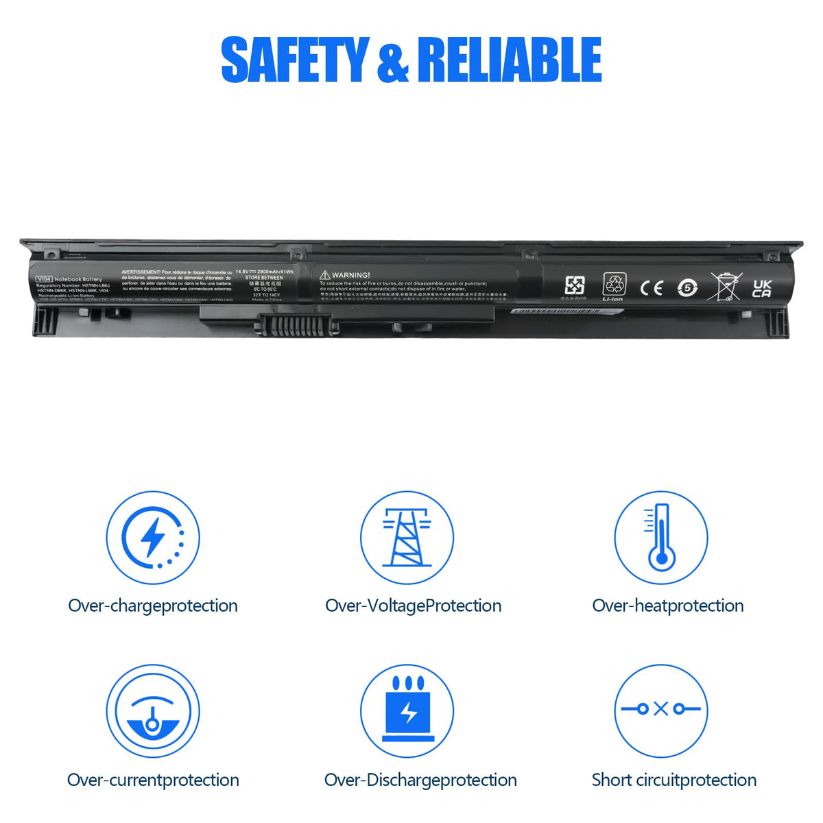 HSX 756743-001 VI04 battery pack image highlighting 41Wh capacity for longer use