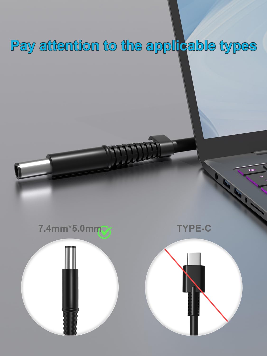 HSXIRQA 120W charger powers All-in-One 27-inch and ProDesk desktops efficiently.