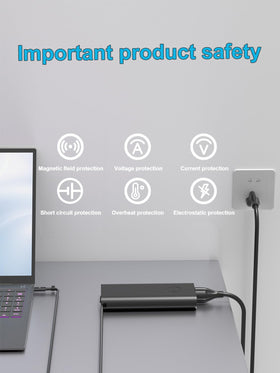 HSXIRQA compact 130W USB-C charger with sleek durable build