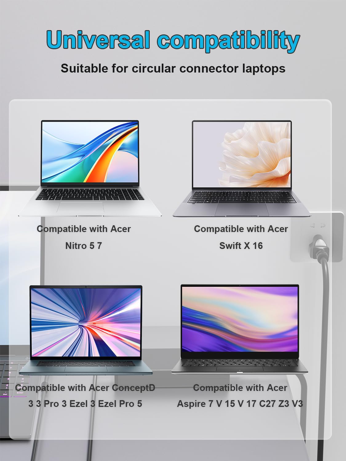 HSXIRQA 135W AC charger compatibility list supports Nitro and Aspire laptops