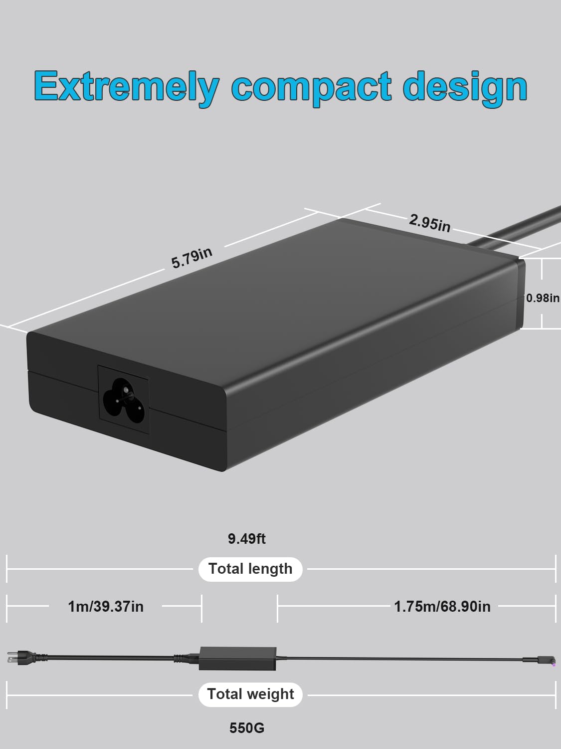 HSXIRQA 135W charger features safety chip for protected charging.