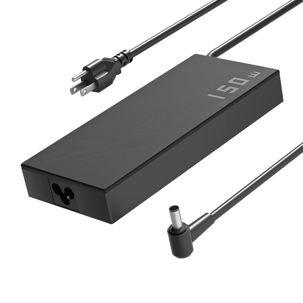 HSXIRQA 150W AC charger front view for rapid, safe laptop charging.