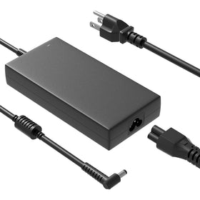 HSXIRQA 180W laptop charger front view with travel-ready compact design for MSI laptops.