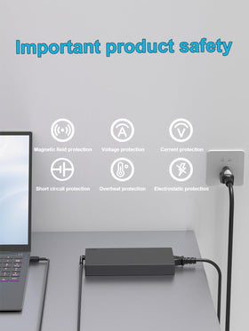 HSXIRQA 230W charger works worldwide with 100-240V input.