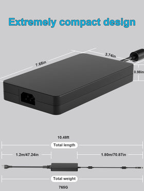 HSXIRQA 240W adapter compact travel-ready design fits in bags.