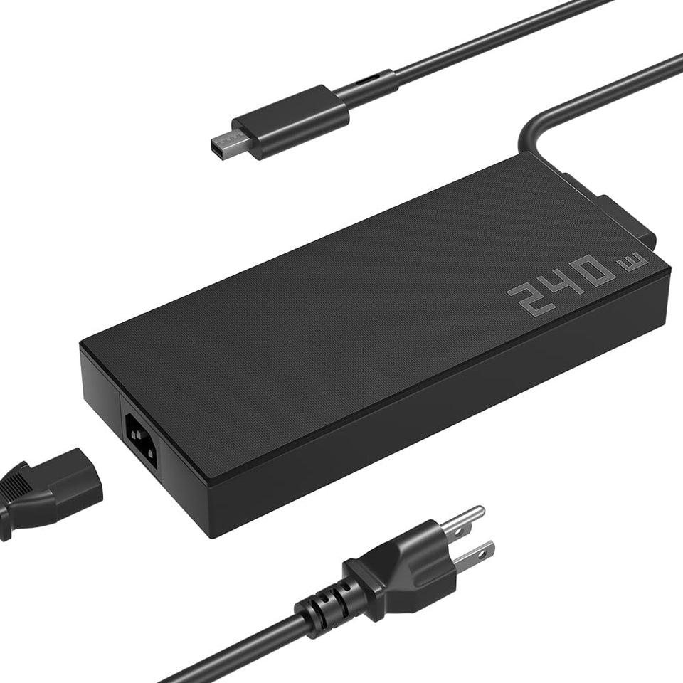 HSXIRQA 240W charger powering Asus TUF A18 for efficient on-the-go work