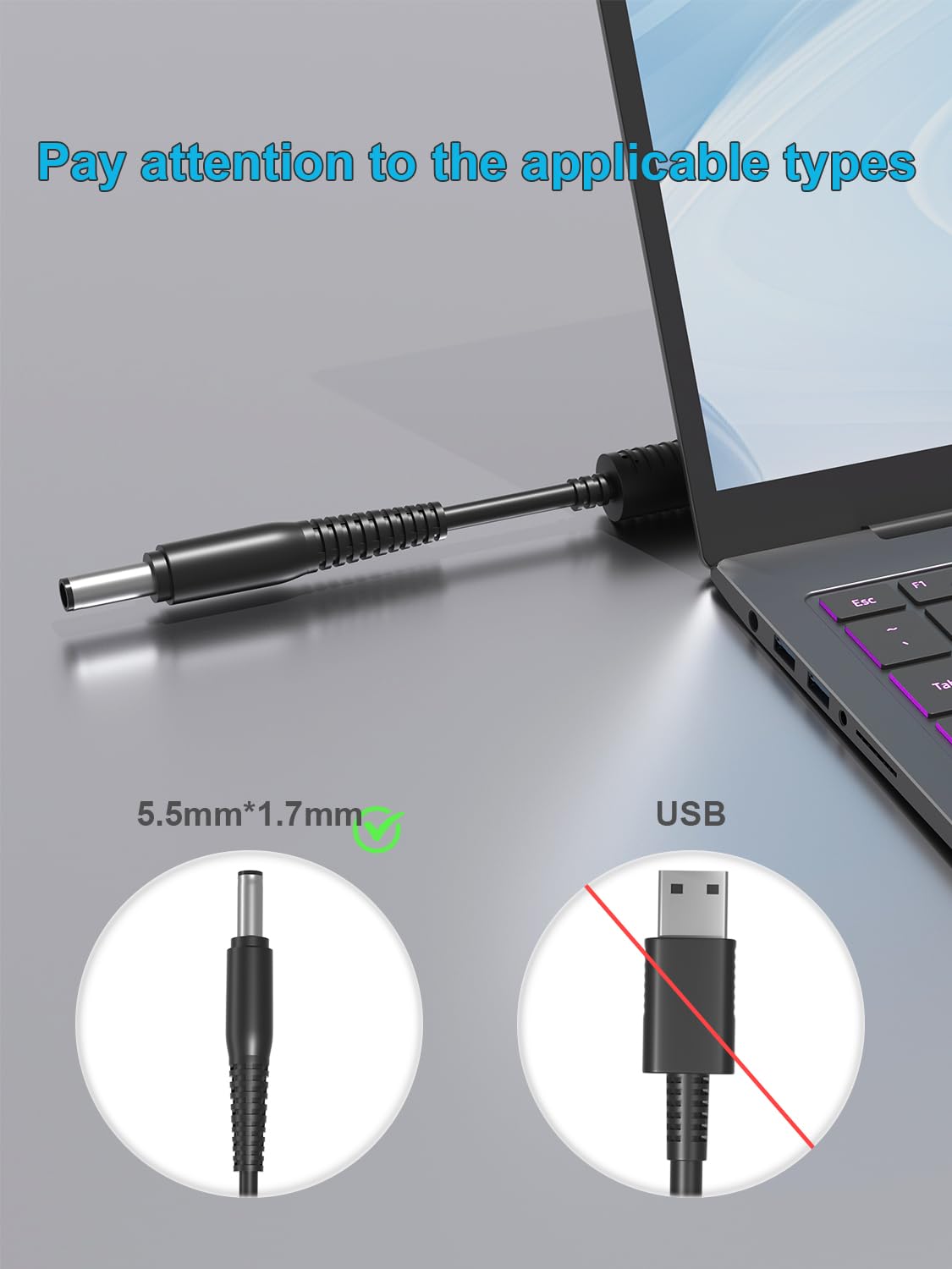 HSXIRQA 330W AC Charger side view, slim profile for easy packing.