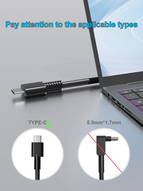 HSXIRQA 65W USB-C charger side ports enable versatile device charging.