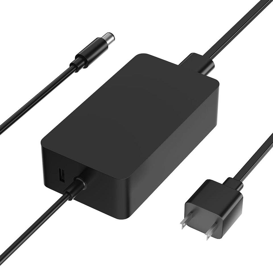 HSXIRQA 90W power supply, front view, compact and travel-friendly for Surface devices.
