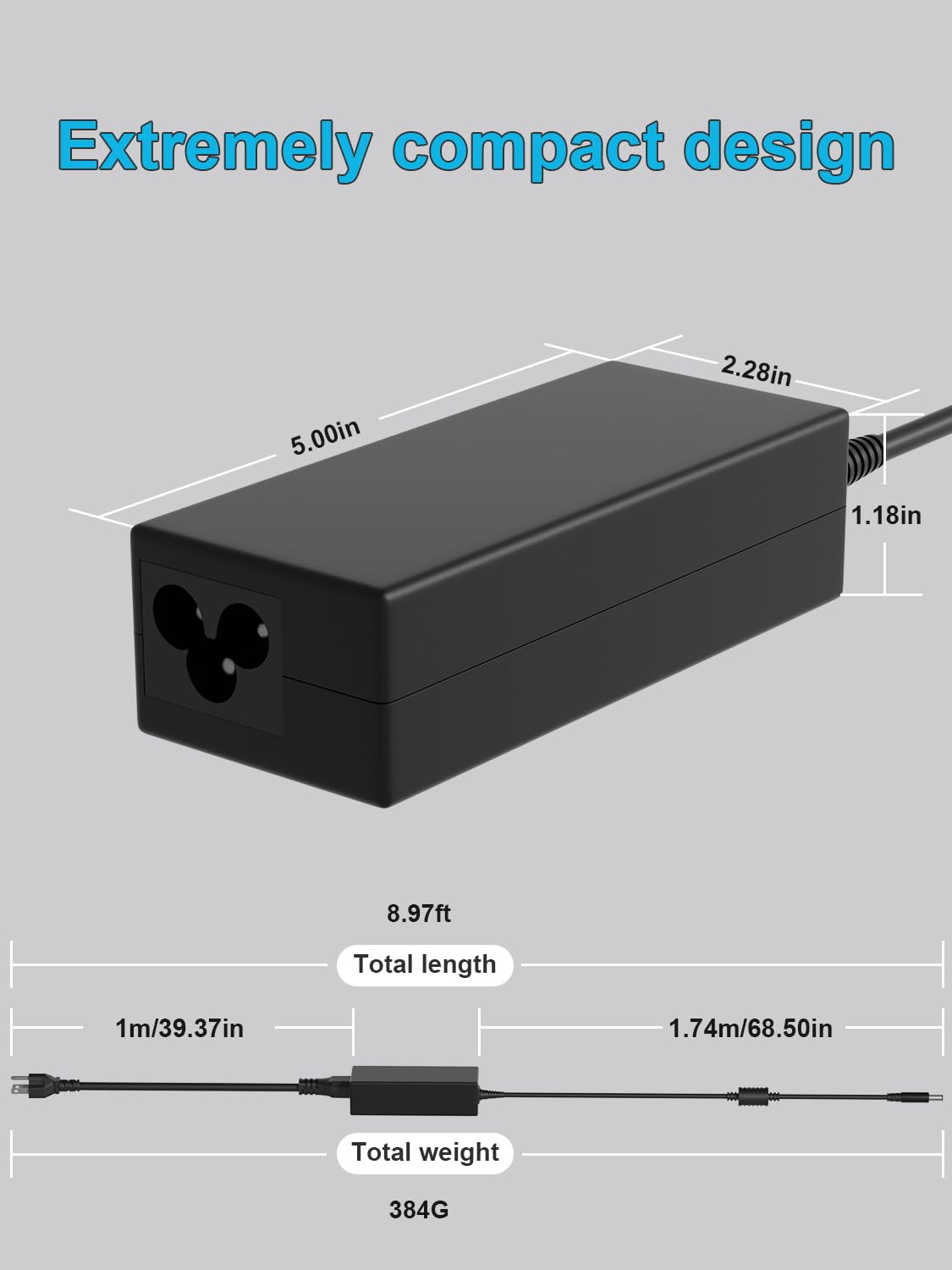 HSXIRQA adapter label with voltage amps specs for safe matching