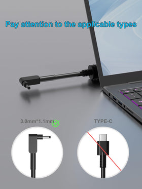 HSXIRQA close-up of 3.0mmx1.1mm barrel tip for precise compatibility