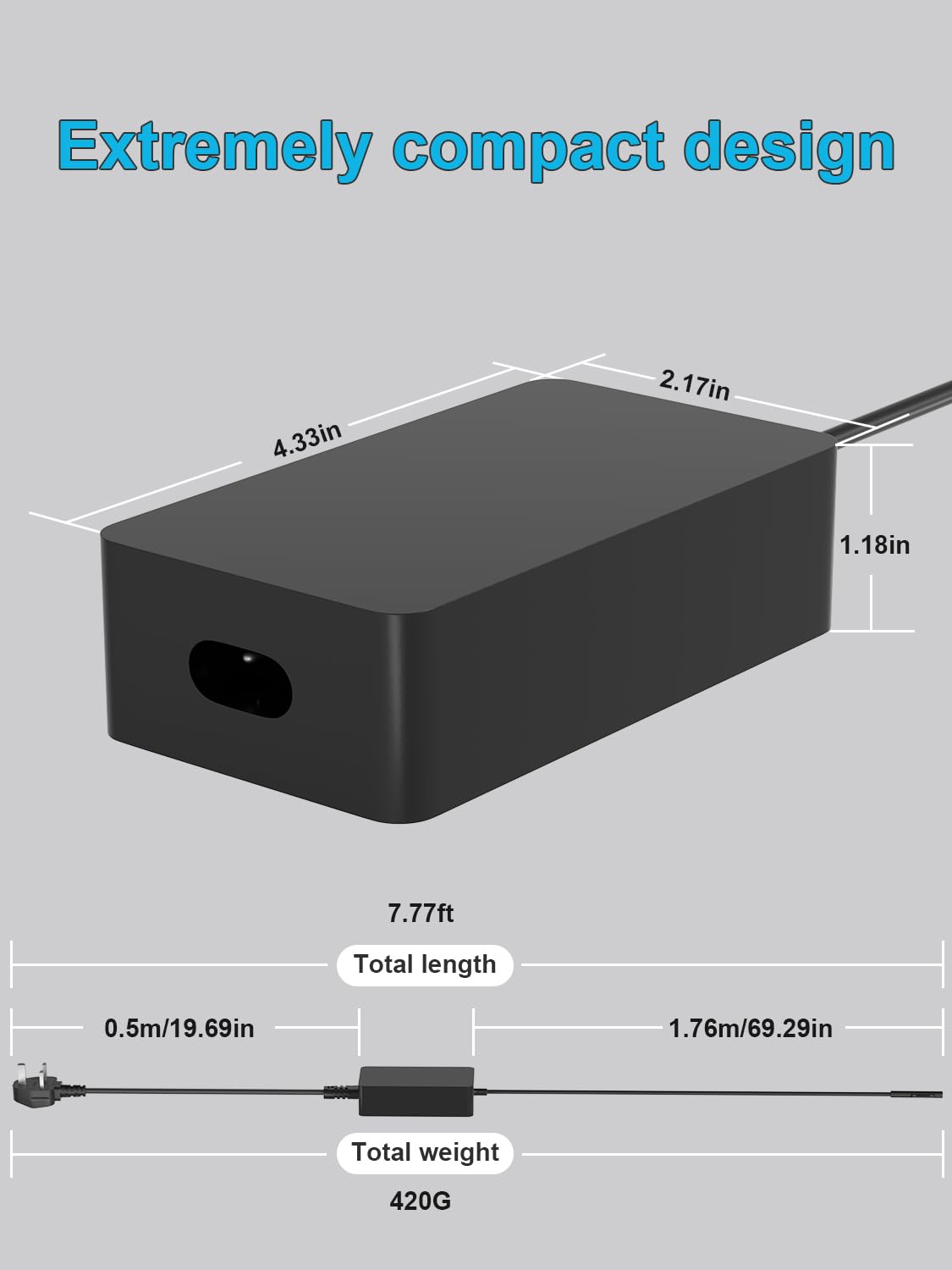 HSXIRQA charger and power cord laid out in box for easy portability