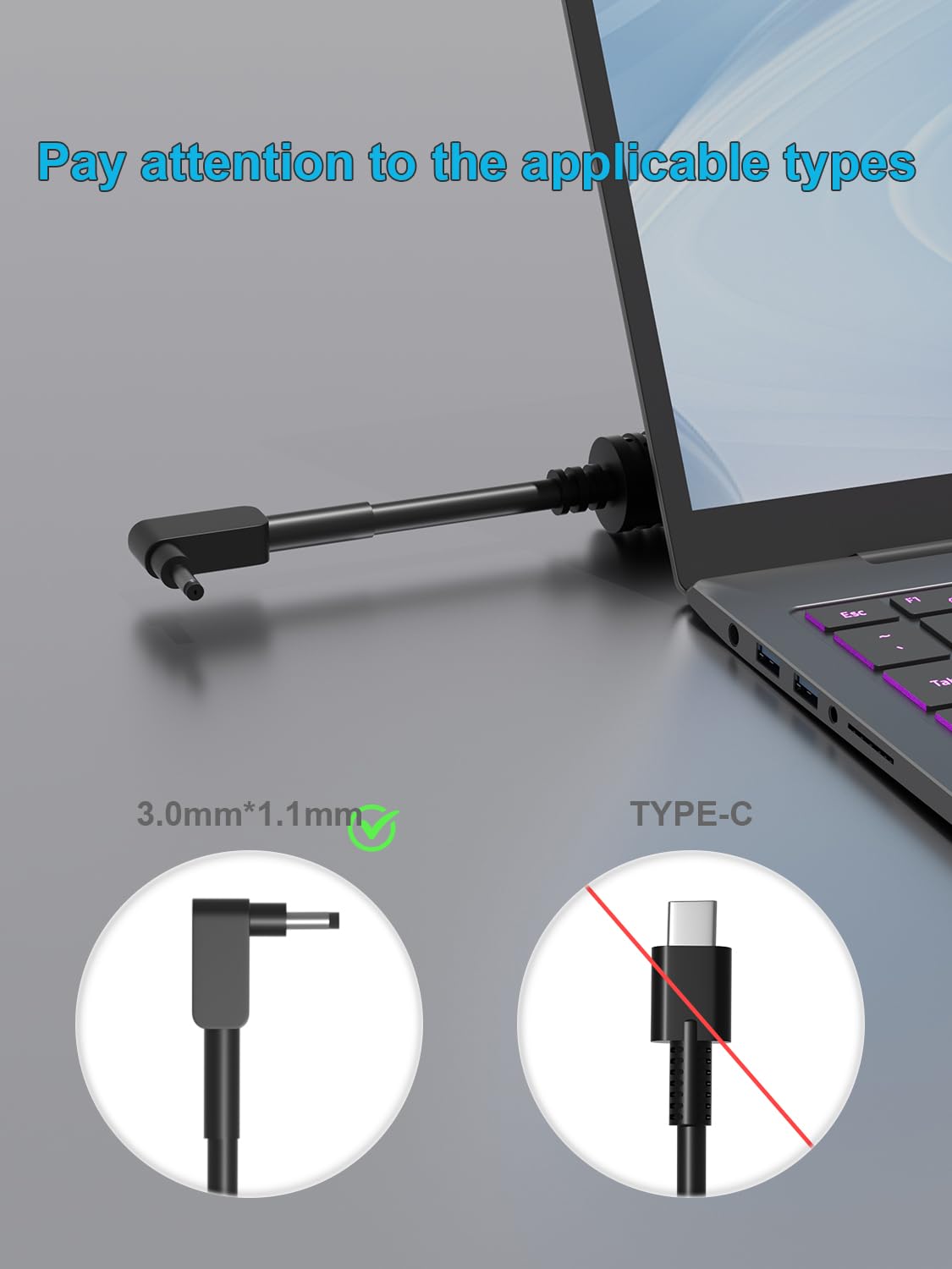 HSXIRQA close-up of 3.0×1.1mm round connector highlighting fit accuracy