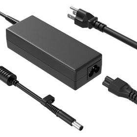 HSXIRQA adapter brick front view showing labels and cables, safe reliable power