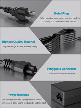 HSXIRQA 65W output label indicates compatibility and efficiency.